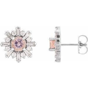 14K White Morganite & 3/4 CTW Diamond Earrings