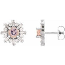 Load image into Gallery viewer, Sterling Silver Morganite &amp; 3/4 CTW Diamond Earrings
