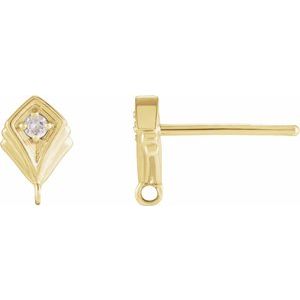 14K Yellow .015 CT Diamond Vintage-Inspired Earring Top