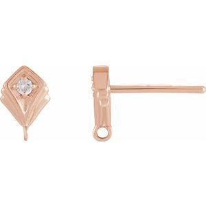 14K Rose .015 CT Diamond Vintage-Inspired Earring Top