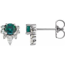 Load image into Gallery viewer, 14K White Alexandrite &amp; 1/6 CTW Diamond Earrings

