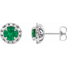 Load image into Gallery viewer, 14K White Emerald &amp; 1/3 CTW Diamond Earrings
