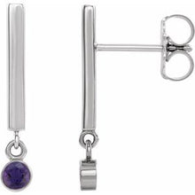 Load image into Gallery viewer, Sterling Silver Amethyst Bar Earrings
