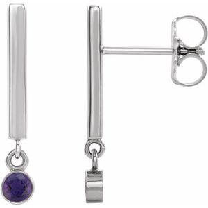 Sterling Silver Amethyst Bar Earrings