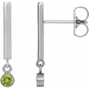 Sterling Silver Peridot Bar Earrings