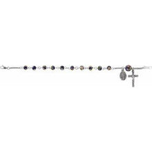 Load image into Gallery viewer, Sterling Silver Cobalt Cloisonn√© Rosary 7 1/2&quot; Bracelet
