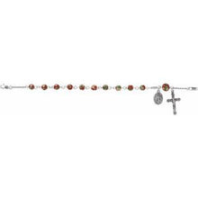 Load image into Gallery viewer, Sterling Silver Red Cloisonn√© Rosary 7 1/2" Bracelet
