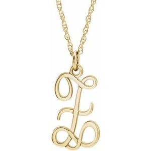 14K Yellow Gold-Plated Sterling Silver Script Initial Z 16-18