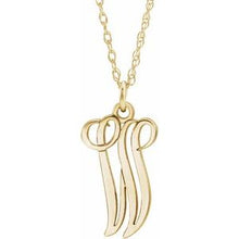 Charger l&#39;image dans la galerie, 14K Yellow Gold-Plated Sterling Silver Script Initial W 16-18&quot; Necklace
