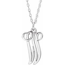 Load image into Gallery viewer, Sterling Silver Script Initial W 16-18&quot; Necklace
