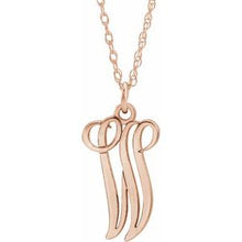 Charger l&#39;image dans la galerie, 14K Rose Gold-Plated Sterling Silver Script Initial W 16-18&quot; Necklace
