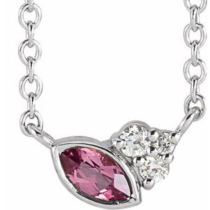 Sterling Silver Pink Tourmaline & .03 CTW Diamond 18" Necklace