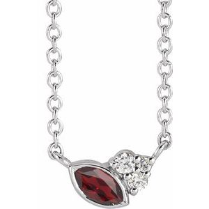 Sterling Silver Mozambique Garnet & .03 CTW Diamond 18