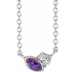 Sterling Silver Amethyst & .03 CTW Diamond 18