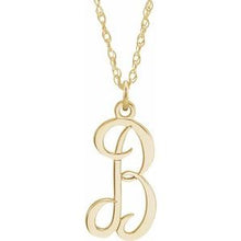 Charger l&#39;image dans la galerie, 14K Yellow Gold-Plated Sterling Silver Script Initial B 16-18&quot; Necklace
