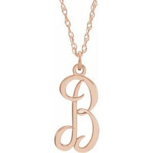 Charger l&#39;image dans la galerie, 14K Rose Gold-Plated Sterling Silver Script Initial B 16-18&quot; Necklace
