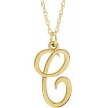 Charger l&#39;image dans la galerie, 14K Yellow Gold-Plated Sterling Silver Script Initial C 16-18&quot; Necklace
