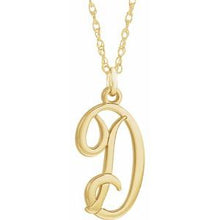 Charger l&#39;image dans la galerie, 14K Yellow Gold-Plated Sterling Silver Script Initial D 16-18&quot; Necklace
