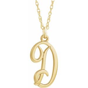 14K Yellow Gold-Plated Sterling Silver Script Initial D 16-18" Necklace