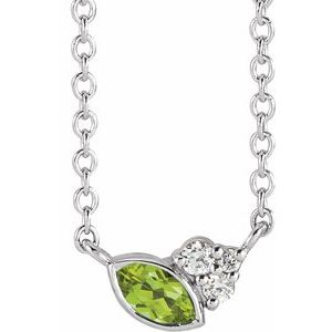 Sterling Silver Peridot & .03 CTW Diamond 18