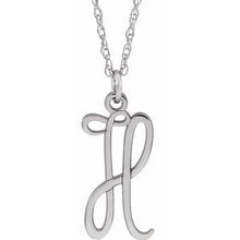 Load image into Gallery viewer, Sterling Silver Script Initial H 16-18&quot; Necklace
