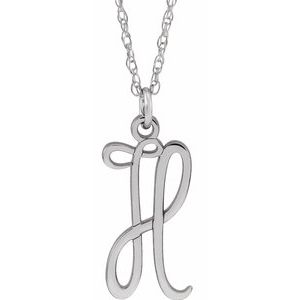 Sterling Silver Script Initial H 16-18