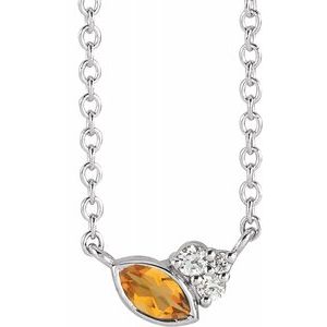 Sterling Silver Citrine & .03 CTW Diamond 18" Necklace