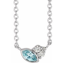 Charger l&#39;image dans la galerie, Sterling Silver Blue Zircon &amp; .03 CTW Diamond 18&quot; Necklace
