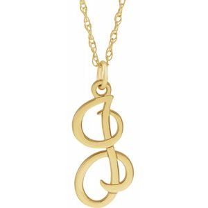 14K Yellow Gold-Plated Sterling Silver Script Initial I 16-18