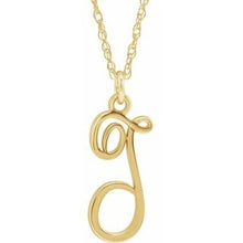 Charger l&#39;image dans la galerie, 14K Yellow Gold-Plated Sterling Silver Script Initial T 16-18&quot; Necklace
