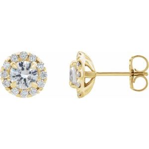 Boucles d'oreilles de style halo diamant 14K jaune 1 1/4 CTW