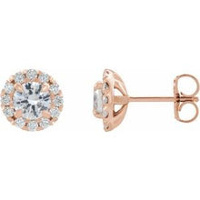 Load image into Gallery viewer, 14K Rose 2 CTW Diamond Halo-Style Earrings
