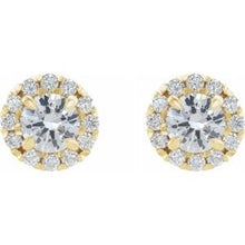 Load image into Gallery viewer, 14K Yellow 2 CTW Diamond Halo-Style Earrings
