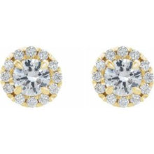 Charger l&#39;image dans la galerie, Boucles d&#39;oreilles de style halo diamant 14K jaune 1 1/4 CTW
