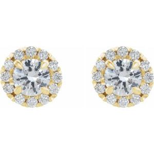 Boucles d'oreilles de style halo diamant 14K jaune 1 1/4 CTW