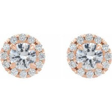Load image into Gallery viewer, 14K Rose 2 CTW Diamond Halo-Style Earrings
