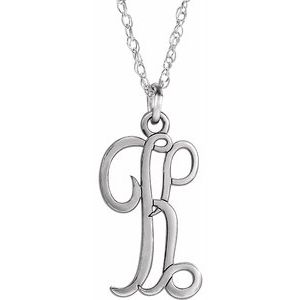 Sterling Silver Script Initial K 16-18