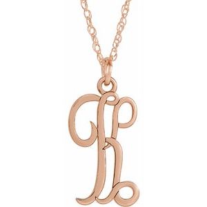 14K Rose Gold-Plated Sterling Silver Script Initial K 16-18