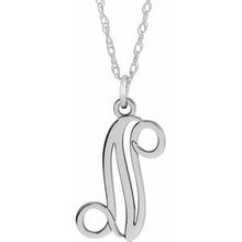 Load image into Gallery viewer, Sterling Silver Script Initial N 16-18&quot; Necklace
