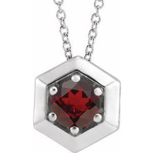 Charger l&#39;image dans la galerie, Sterling Silver Mozambique Garnet Geometric 16-18&quot; Necklace
