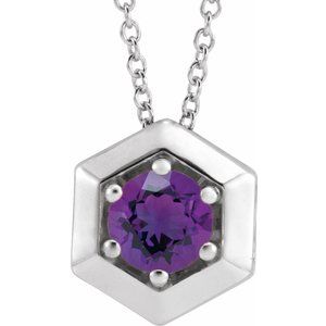 Sterling Silver Amethyst Geometric 16-18