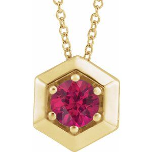 14K Yellow Ruby Geometric 16-18" Necklace