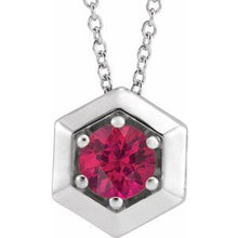 Load image into Gallery viewer, Platinum Ruby Geometric 16-18&quot; Necklace
