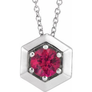 14K White Ruby Geometric 16-18