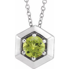 Load image into Gallery viewer, Sterling Silver Peridot Geometric 16-18&quot; Necklace
