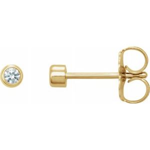 14K Yellow .02 CTW Diamond Micro Bezel-Set Pair of Earrings