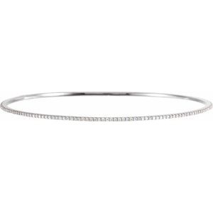 14K White 1 CTW Diamond Stackable Bangle 8" Bracelet