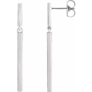 Sterling Silver 25.9x1.8 mm Articulated Bar Earrings