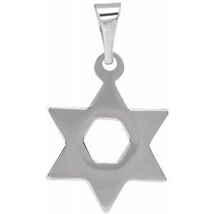 14K White 14x12 mm Star of David Pendant