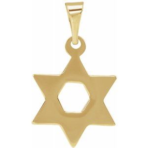 14K Yellow 14x12 mm Star of David Pendant
